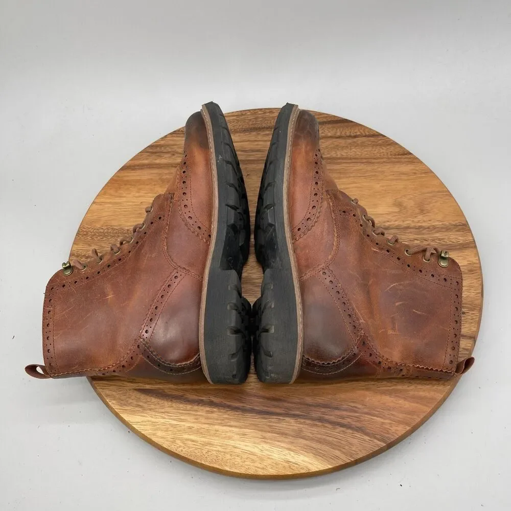 Clarks Boots Mens 9.5 Brown Leather Brogue  Casual Comfort Going Out Wingtip